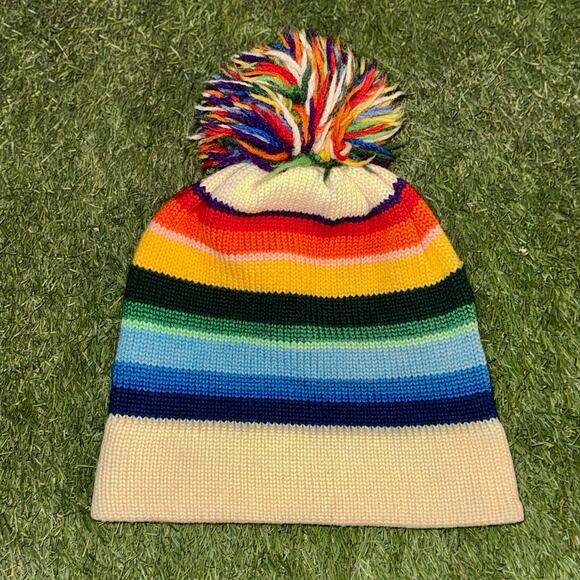 80s Rainbow & Cream Meister ‘New Wool’ Pom Beanie - Picture 3 of 7